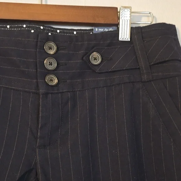 American Eagle Womens Navy Pinstripe Wide Leg Pants Size 8 NWT - Picture 9 of 10